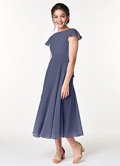 Azazie Payton Junior Stormy A-Line Bow Chiffon Dress image4