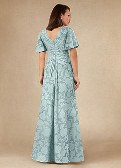 Azazie Emmeline Mère de la mariée Robes Robe Trapèze en Blumen-Burnout Plissée Brume image5
