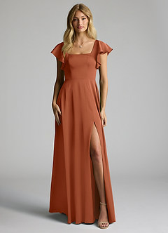 Azazie Bondi Brautjungfernkleider A-Linie Schleifen Stretch-Satin Kleid Zedernrose image5
