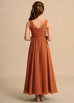 Azazie Ducky Girls Formal Flower Girl Dresses Cinnamon A-Line Pleated Chiffon Dress image2