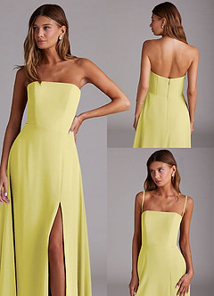 Azazie Wren Bridesmaid Dresses Lemon Sorbet A-Line Side Slit Chiffon Convertible Dress image9