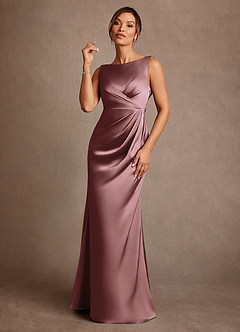 Azazie Baltimore Mother of the Bride Dresses Vintage Mauve A-Line Pleated Stretch Satin Dress image1