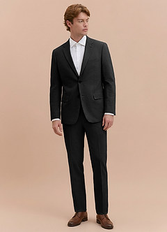 front Miles Black Seersucker Trousers Suit