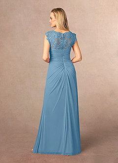 Azazie Jovie Mother of the Bride Dresses Steel Blue A-Line Lace Dress image3