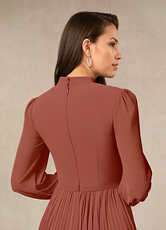 Azazie Adellah Mother of the Bride Dresses Auburn A-Line Pleated Chiffon Dress image4