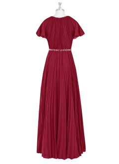 Azazie Kara Modest brudtärna klänningar Klänning A-Line Plisserad Golvlängd Chiffong image8