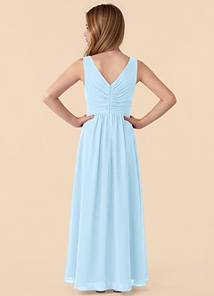 Azazie Skyla Junior Sky Blue A-Line Pleated Chiffon Dress image2