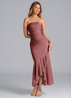 Azazie Danie Bridesmaid Dresses Amethyst Sheath Strapless Chiffon Dress image1