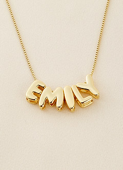 front Personalized Bubble Name Letter Necklace
