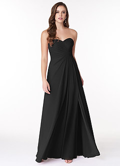 Azazie Arabella Allure Abiti da Damigella Abito Convertibile A-Line in Chiffon Scollo a Cuore Nero image4