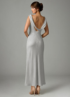 Azazie Kieryn Brautjungfernkleider Meerjungfrau-Linie Plissee Stretch-Satin Kleid Silber image5