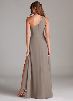 Azazie Brooke Bridesmaid Dresses Taupe A-Line One Shoulder Chiffon Dress image7