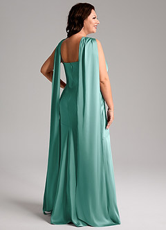 Azazie Kinsley Bridesmaid Dresses Aqua Mermaid Side Slit Stretch Satin Dress image9