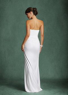 Azazie Araya Wedding Dresses Diamond White Sheath Strapless Jersey Satin Dress image3