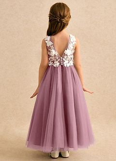 Azazie Mixie Robe Demoiselle D'honneur Fillette Robe Princesse en Dentelle Mauve Vintage image4