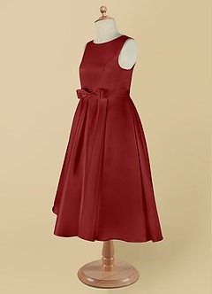 Azazie Coco Robe Demoiselle D'honneur Fillette Robe Trapèze en Mat Satiné Arc Rouille image10