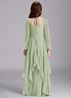 Azazie Clara Junior Abito A-Line in Chiffon Blusa Verde Salvia image2