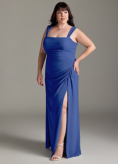 Azazie Jesaphine Bridesmaid Dresses Royal Blue Sheath Bow Chiffon Dress image11
