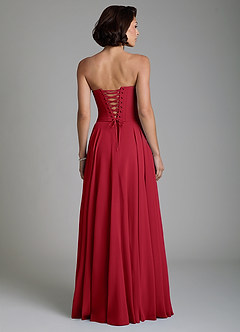 Azazie Ira Bridesmaid Dresses Scarlet A-Line Corset Chiffon Dress image2