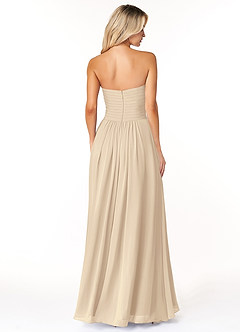 Azazie Yazmin Robes de demoiselle d'honneur Robe Trapèze Convertible en Mousseline de soie Encolure en Forme de Cœur Champagne image2