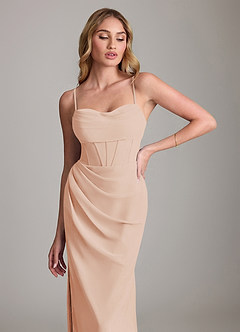 Azazie Mai Bridesmaid Dresses English Rose Sheath Pleated Chiffon Dress image5