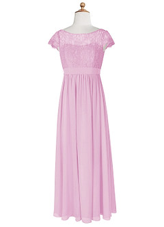 Azazie Silvermist Junior Candy Pink A-Line Pleated Chiffon Dress image8