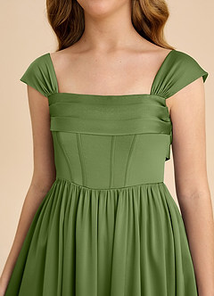 Azazie Hattie Junior Linia A Pofałdowany Satyna elastyczna Długość podłogi Młodsza druhna Sukienka image9