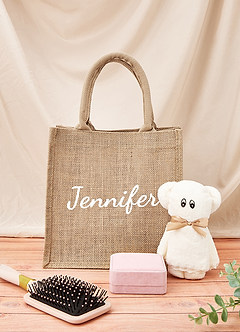front Custom Name Bride Jute Backpack