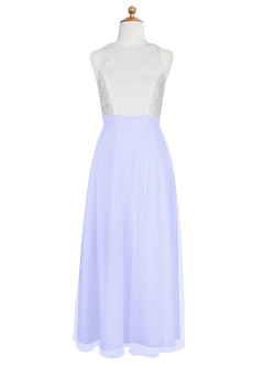 Azazie Albertine Junior Lavender A-Line Lace Chiffon Dress image7