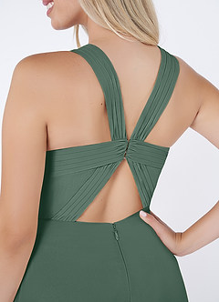 Azazie Jane Bridesmaid Dresses Sea Moss A-Line V-Neck Pleated Chiffon Dress image5