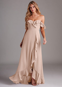 Azazie Lyra Bridesmaid Dresses English Rose A-Line Chiffon Convertible Dress image4