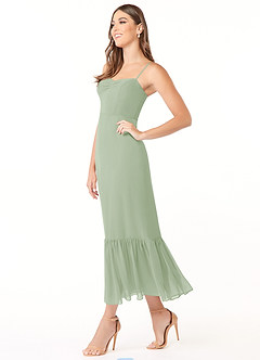 Azazie Justina Bridesmaid Dresses Dusty Sage A-Line Sweetheart Neckline Chiffon Dress image3