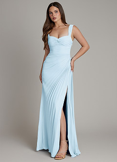 Azazie Amberly Bridesmaid Dresses Sky Blue Sheath Sweetheart Neckline Chiffon Dress image1