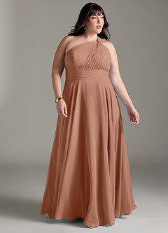 Azazie Charlize Jurken voor bruidsmeisjes Jurk van Chiffon met A-Lijn One-Shoulder Bronzeertint image9