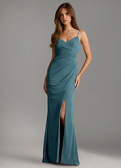 Azazie Maci Bridesmaid Dresses Bermuda Sheath Pleated Mesh Dress image1