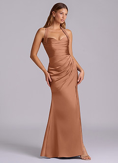 Azazie Destiny Bridesmaid Dresses Bronzer Mermaid Sweetheart Neckline Stretch Satin Dress image3