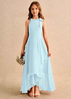 Azazie Boop Girls Formal Flower Girl Dresses Cloud Blue A-Line Bow Chiffon Dress image1