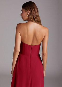 Azazie Wren Bridesmaid Dresses Scarlet A-Line Side Slit Chiffon Convertible Dress image7