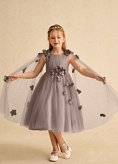 Azazie Staria Blumenmädchenkleider Ballkleid Gestreift Tüll Kleid Taupe image4