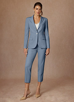 front Kennedy Dusty Blue Structured Stretch Dress Pants