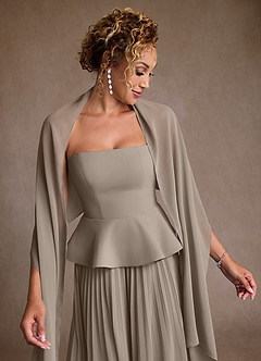 Azazie Josabeth Abiti per la Madre della Sposa Abito A-Line in Chiffon Plissettato Taupe image7