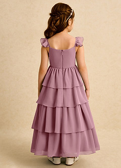 Azazie Boba Flower Girl Dresses Vintage Mauve A-Line Square Neckline Chiffon Dress image2