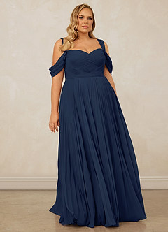 Christian Siriano Bridal for Azazie 1013 Bridesmaid Dresses Dark Navy A-Line Off the Shoulder Chiffon Dress image10