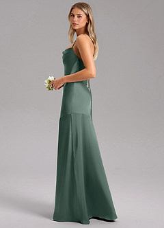 Azazie Grata Bridesmaid Dresses Sea Moss Mermaid Side Slit Stretch Satin Dress image5