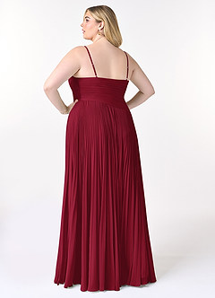 Azazie Vini Brautjungfernkleider A-Linie V-Hals Gefaltet Chiffon Kleid Burgunderrot image8