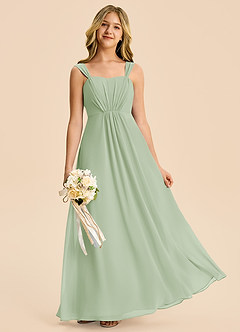 Azazie Elsie Junior Dusty Sage A-Line Sweetheart Neckline Chiffon Dress image1