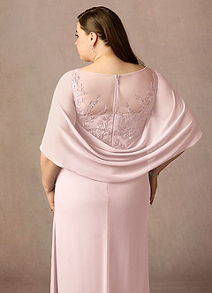 Azazie Hera Mother of the Bride Dresses Blushing Pink A-Line Lace Capelet Chiffon Dress image12
