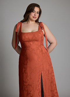 Azazie Debra Bridesmaid Dresses Auburn A-Line with Pockets Floral Burnout Dress image13