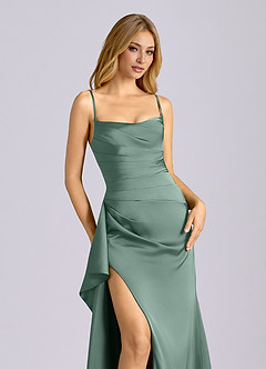Azazie Sarai Brautjungfernkleider Etui Korsett Stretch-Satin Kleid Eukalyptus image4
