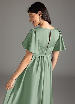 Azazie Verna Abiti da damigella d'onore premaman Abito A-Line Increspato Raso Elasticizzato Floor-Length image8